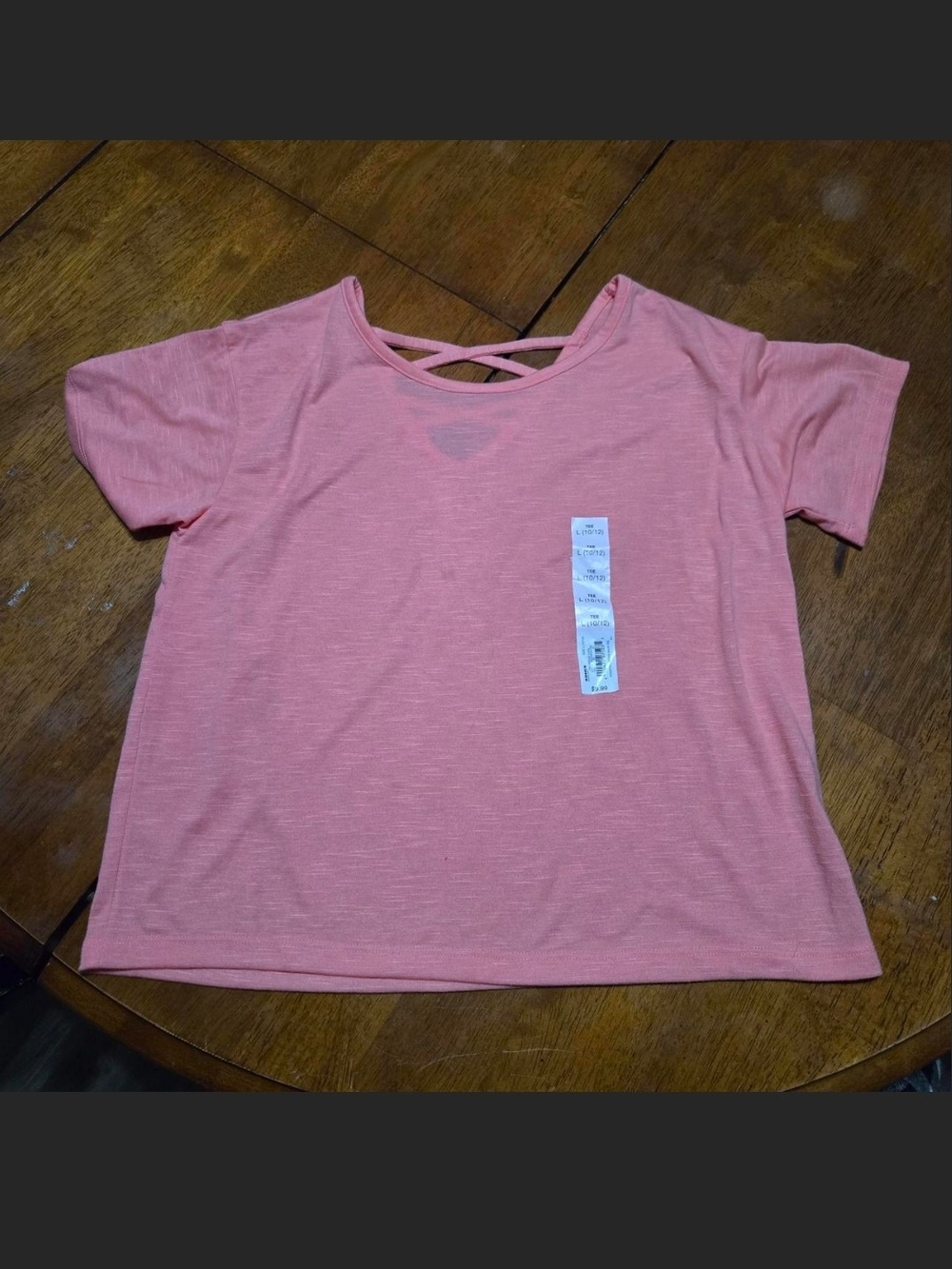 Kohl's Girls' Coral Pink Short-Sleeve Crisscross Back Tee